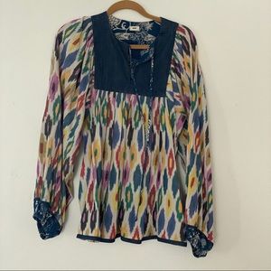 Warm ikat blouse. Size 1